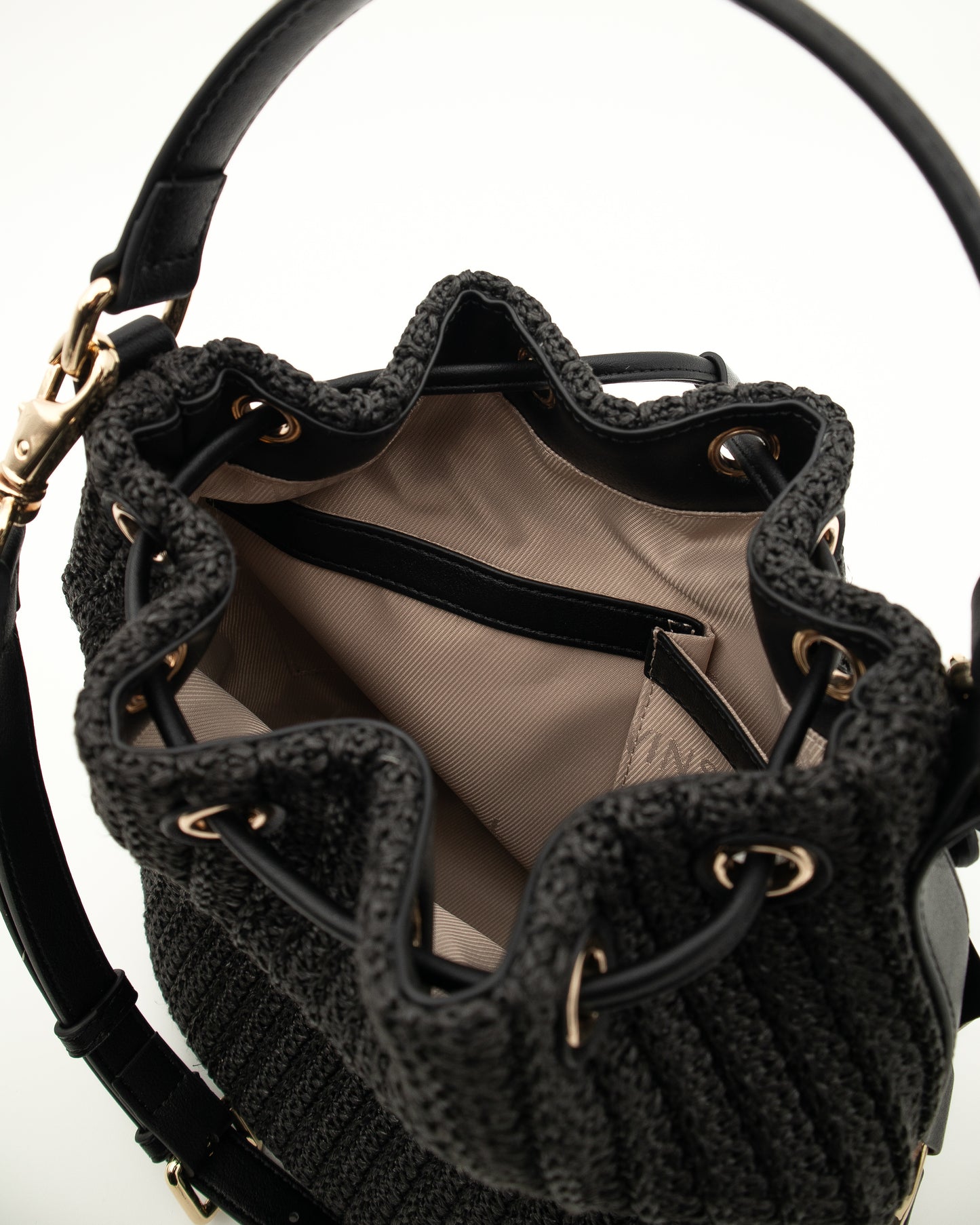 Twinset - Borsa a secchiello "Grace" effetto paglia