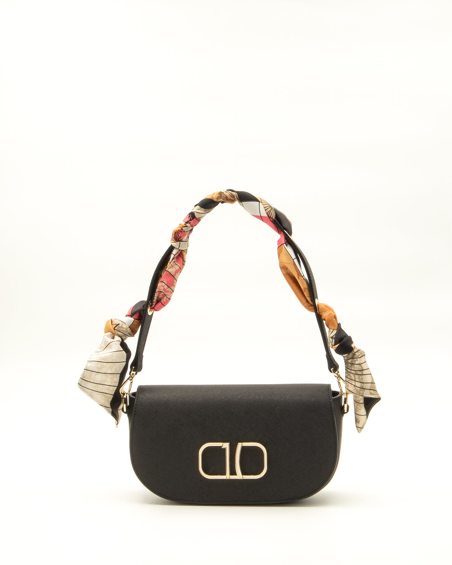 Alviero Martini Prima Classe - Foulard Vibe tracolla in tessuto saffiano Nera