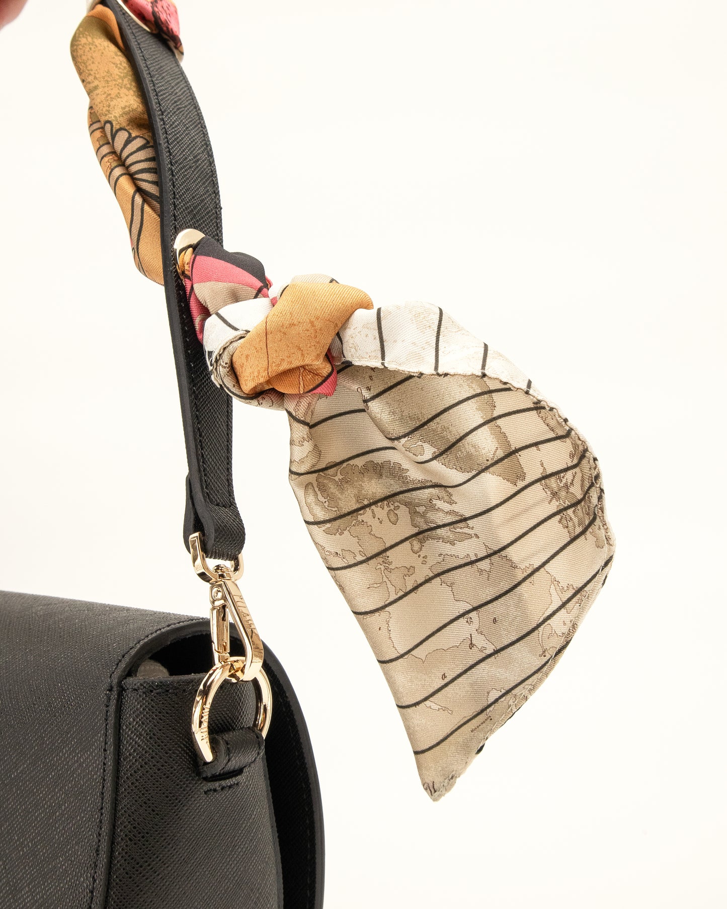 Alviero Martini Prima Classe - Foulard Vibe tracolla in tessuto saffiano Nera