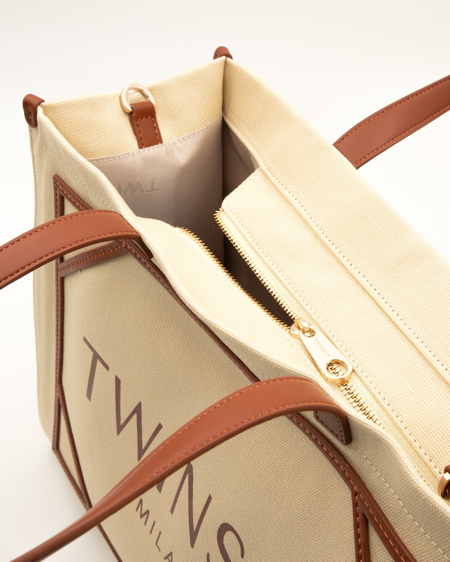 TWINSET - Borsa shopper in canvas con logo