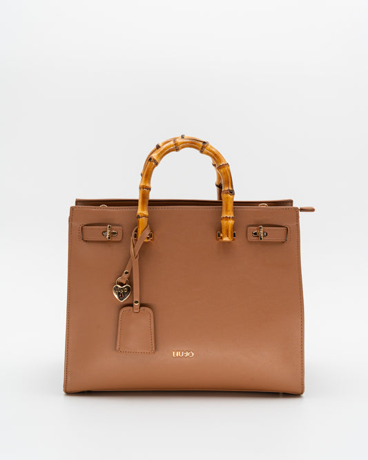Borsa grande con manici effetto bambù