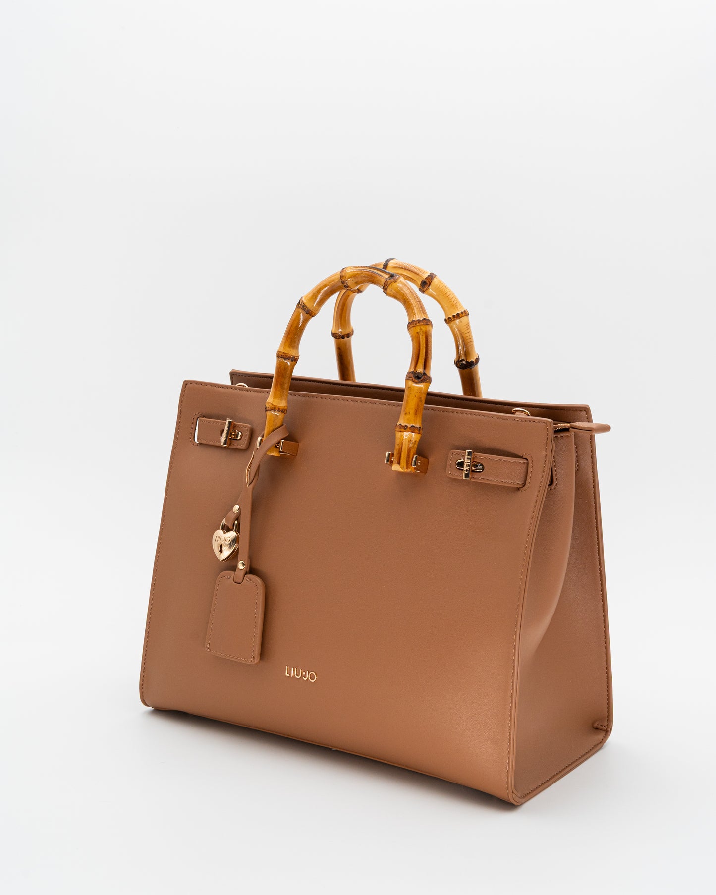 Borsa grande con manici effetto bambù