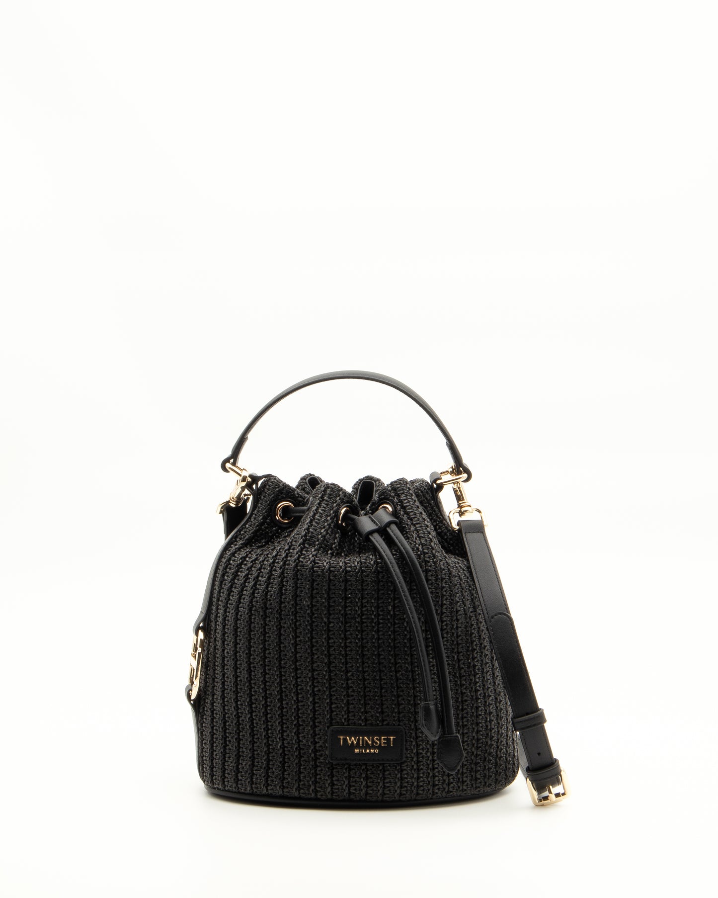 Twinset - Borsa a secchiello "Grace" effetto paglia