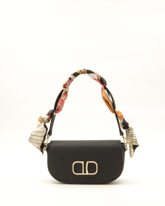 Alviero Martini Prima Classe - Foulard Vibe tracolla in tessuto saffiano Nera