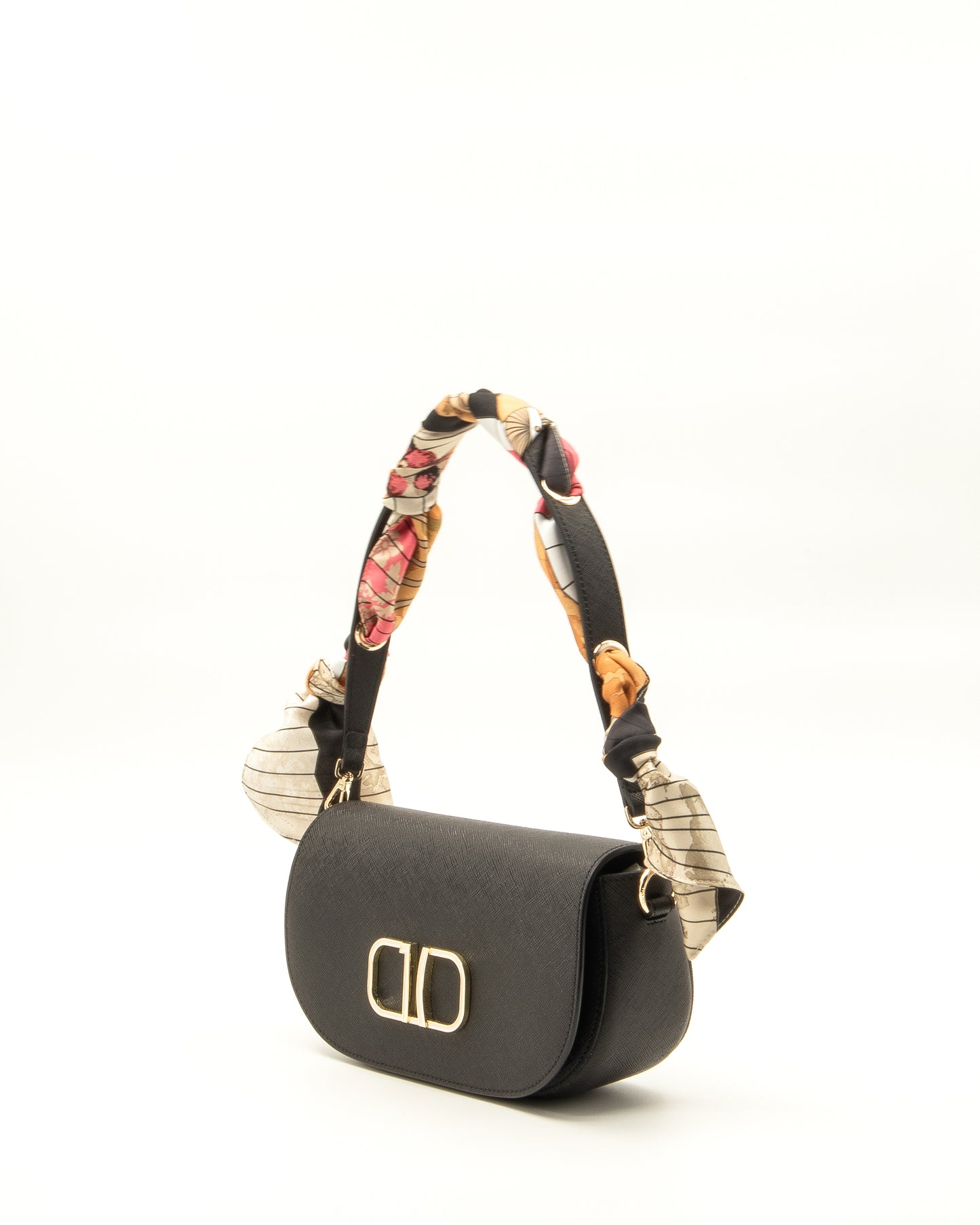 Alviero Martini Prima Classe - Foulard Vibe tracolla in tessuto saffiano Nera