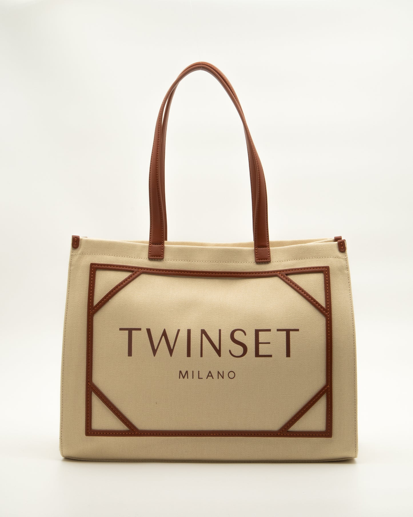 TWINSET - Borsa shopper in canvas con logo