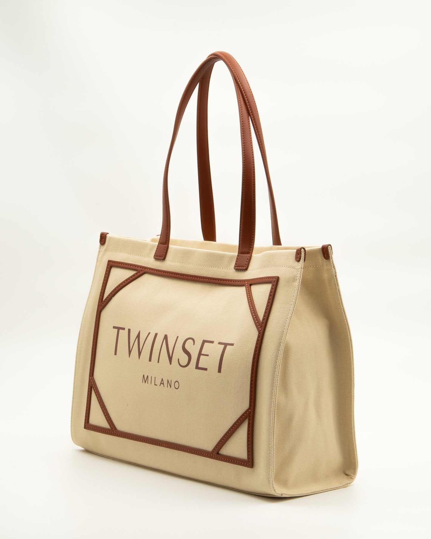 TWINSET - Borsa shopper in canvas con logo